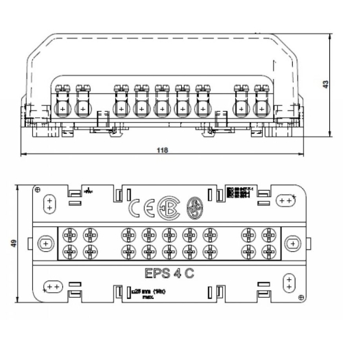 Ekvipotenciální svorkovnice Elektro Bečov EPS 4 C s krytem I228607