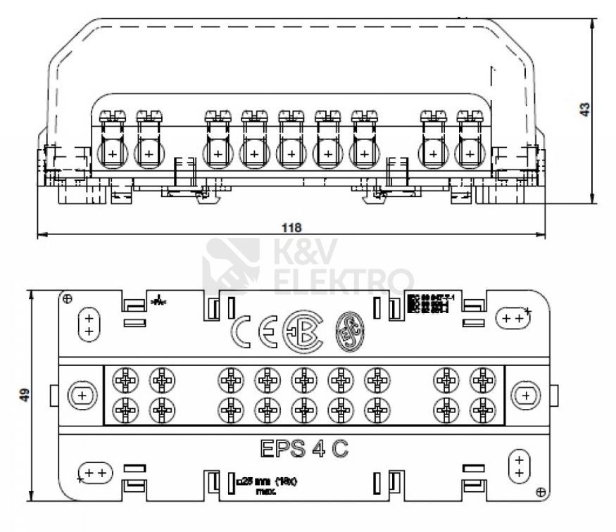 Obrázek produktu Ekvipotenciální svorkovnice Elektro Bečov EPS 4 C s krytem I228607 5