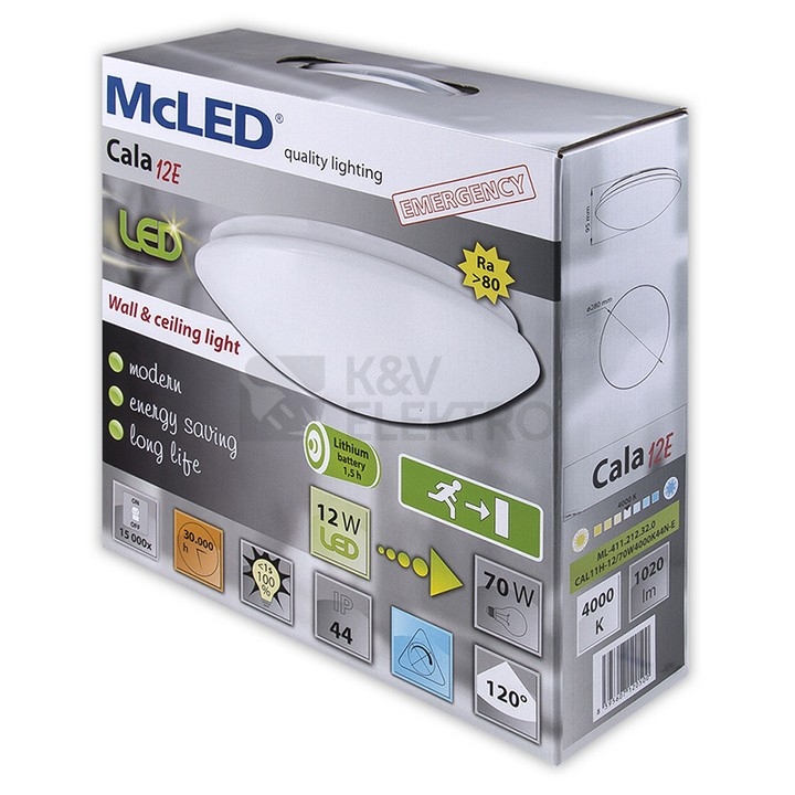 Obrázek produktu LED svítidlo McLED Cala 12 E 12W 4000K IP44 s nouzovým modulem 1,5h ML-411.212.32.0 10