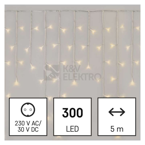 Vánoční osvětlení EMOS D4CW02 ZY1906 LED řetěz krápníky 5m teplá bílá ovladač programy