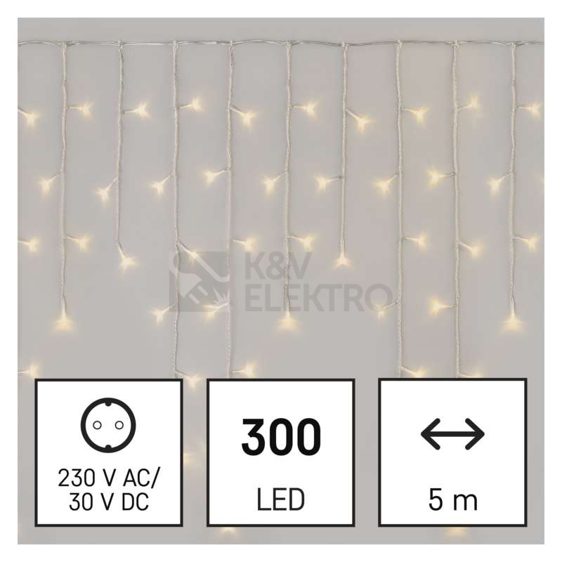 Obrázek produktu Vánoční osvětlení EMOS D4CW02 ZY1906 LED řetěz krápníky 5m teplá bílá ovladač programy 0