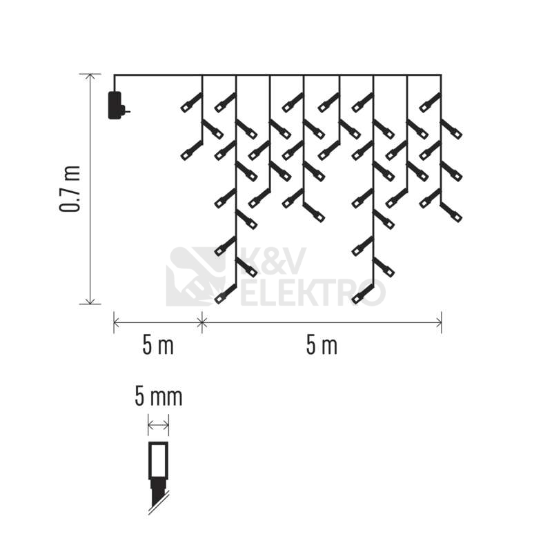 Obrázek produktu Vánoční osvětlení EMOS D4CW02 ZY1906 LED řetěz krápníky 5m teplá bílá ovladač programy 1