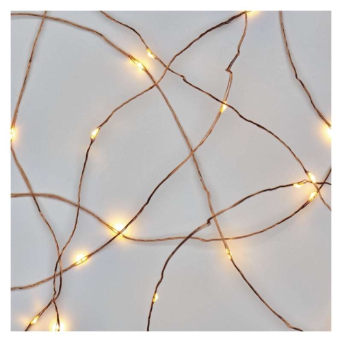 Vánoční osvětlení EMOS D3AW07 ZY1952 20LED nano řetěz měděný 1,9m 2xAA teplá bílá s časovačem