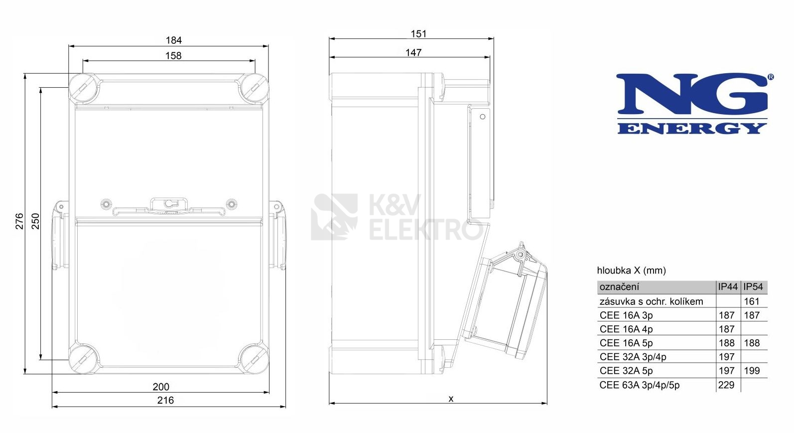 Obrázek produktu Zásuvková skříň nástěnná SC 51 022 E.01 jištěná s chráničem 3