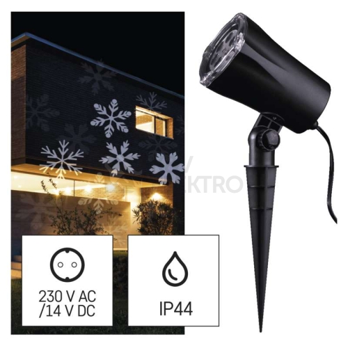 Vánoční osvětlení EMOS DCPC02 ZY1936 LED dekorativní projektor bílé vločky