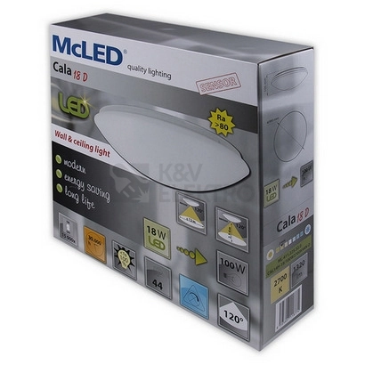 Obrázek produktu LED svítidlo McLED Cala 18D 18W IP44 2700K teplá bílá, s pohybovým čidlem ML-411.225.32.0 2