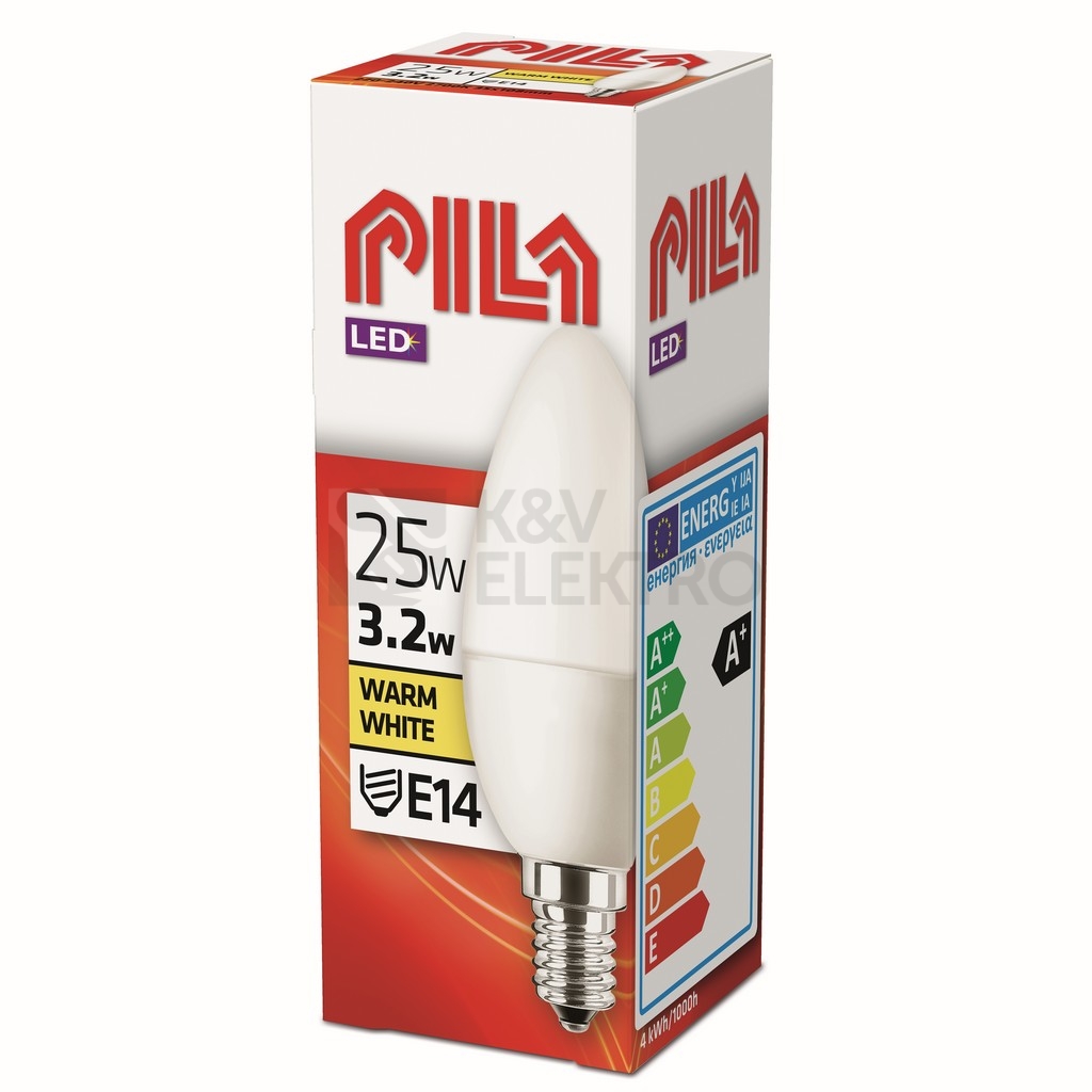 Obrázek produktu LED žárovka E14 PILA B35 FR 3,2W (25W) teplá bílá (2700K), svíčka 1