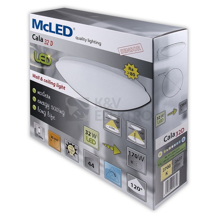 Obrázek produktu LED svítidlo McLED Cala 32D 32W IP44 2700K teplá bílá, s pohybovým čidlem ML-411.229.32.0 1