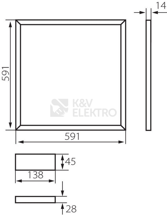 Obrázek produktu LED svítidlo podhledový rámeček Kanlux AVAR 6060 40W-NW neutrální bílá 4000K 26770 6