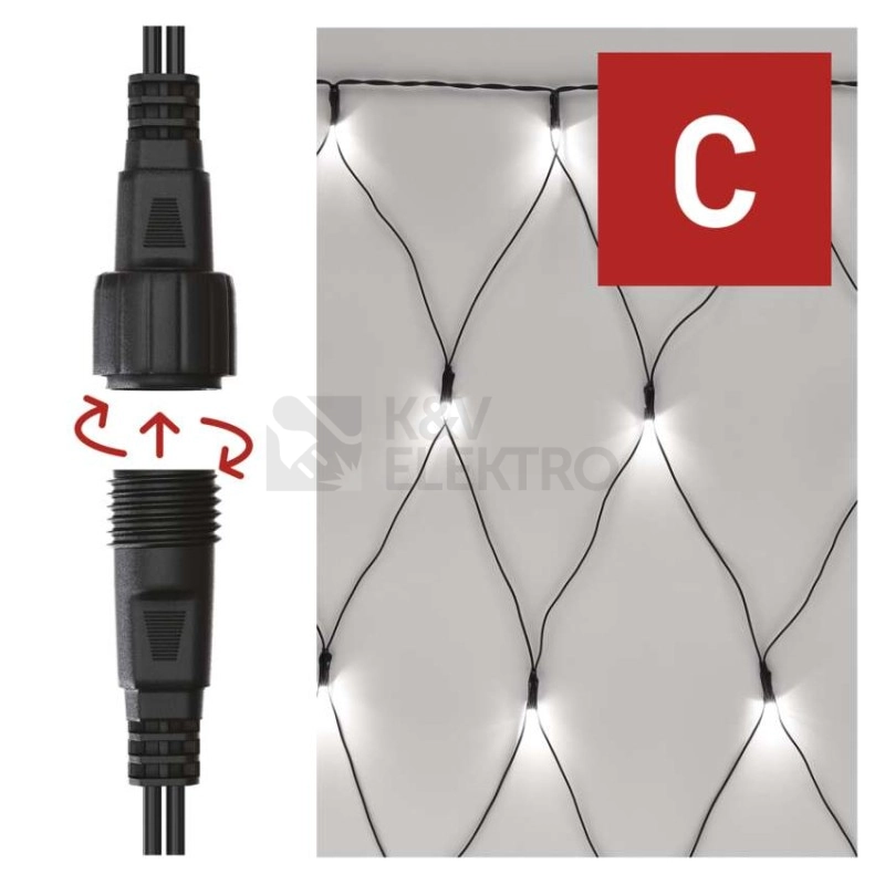 Obrázek produktu Propojovací vánoční síť bez zdroje EMOS Connecting D1DC01 ZY1934 160LED 2x1,5m studená bílá 2