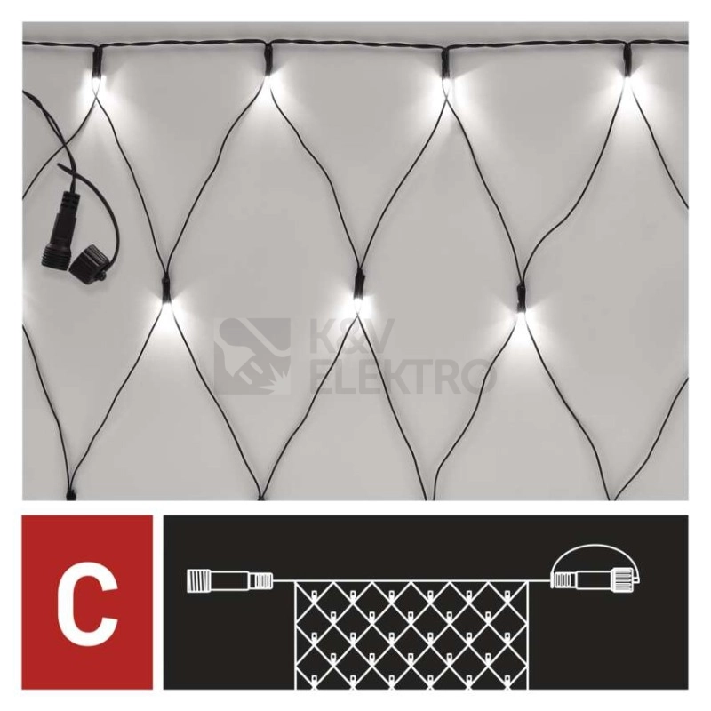 Obrázek produktu Propojovací vánoční síť bez zdroje EMOS Connecting D1DC01 ZY1934 160LED 2x1,5m studená bílá 4