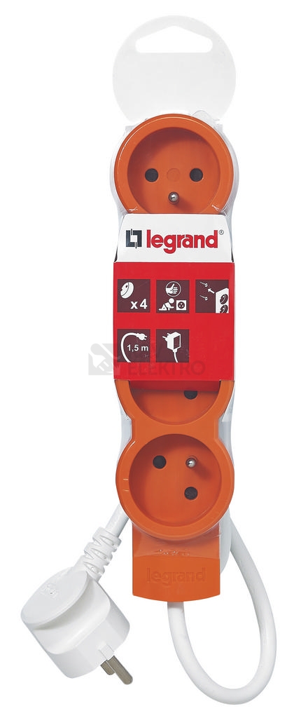 Obrázek produktu Prodlužovací kabel Legrand 1,5m/4zásuvky oranžová 50205 1