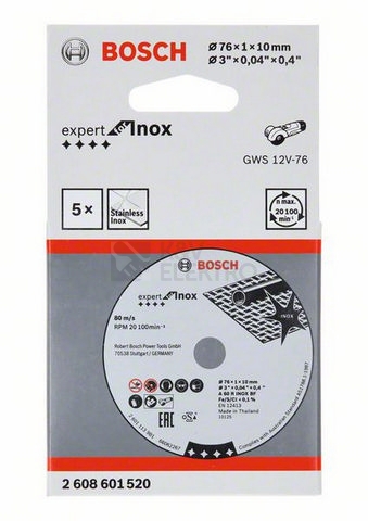Obrázek produktu Řezný kotouč na nerez Expert for Inox 5ks 76x1x10mm 2.608.601.520 2