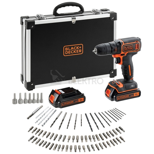 Aku vrtačka Black & Decker BDCDC18BAFC 18V 2x aku Li-ion 1,5Ah sada s rychlonabíječkou