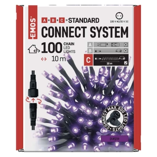 Propojovací vánoční řetěz bez zdroje EMOS Connecting D1AF01 ZY1930 100LED 10m fialová (obrázek 5)
