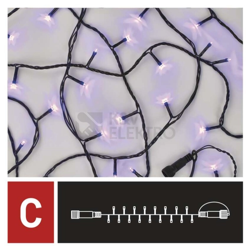 Obrázek produktu Propojovací vánoční řetěz bez zdroje EMOS Connecting D1AF01 ZY1930 100LED 10m fialová 4
