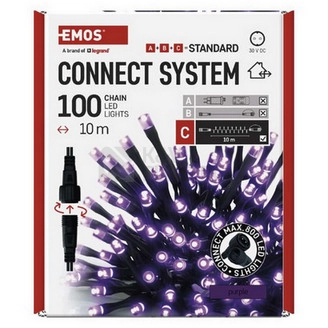 Obrázek produktu Propojovací vánoční řetěz bez zdroje EMOS Connecting D1AF01 ZY1930 100LED 10m fialová 7