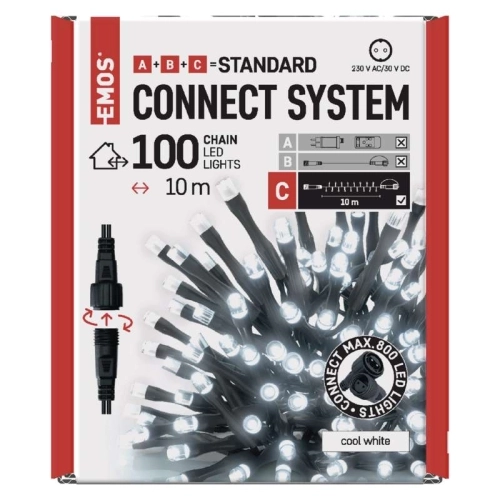 Propojovací vánoční řetěz bez zdroje EMOS Connecting D1AC03 ZY1925 100LED 10m studená bílá (obrázek 4)