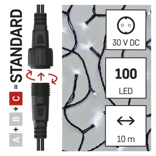 Propojovací vánoční řetěz bez zdroje EMOS Connecting D1AC03 ZY1925 100LED 10m studená bílá (obrázek 8)
