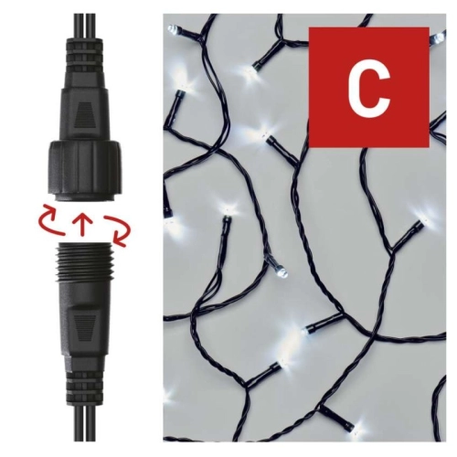 Propojovací vánoční řetěz bez zdroje EMOS Connecting D1AC03 ZY1925 100LED 10m studená bílá (obrázek 6)