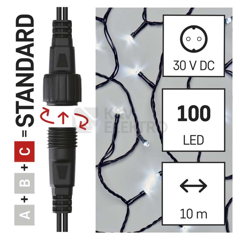 Obrázek produktu Propojovací vánoční řetěz bez zdroje EMOS Connecting D1AC03 ZY1925 100LED 10m studená bílá 4