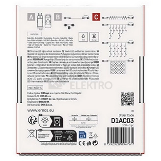 Obrázek produktu Propojovací vánoční řetěz bez zdroje EMOS Connecting D1AC03 ZY1925 100LED 10m studená bílá 11