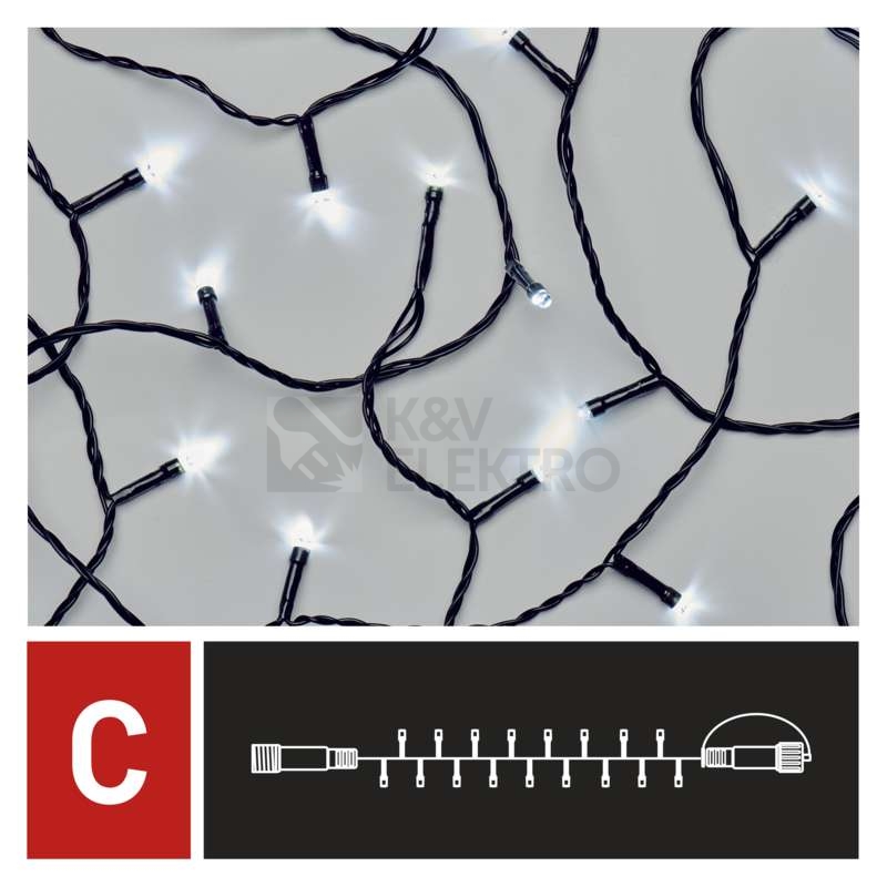 Obrázek produktu Propojovací vánoční řetěz bez zdroje EMOS Connecting D1AC03 ZY1925 100LED 10m studená bílá 7