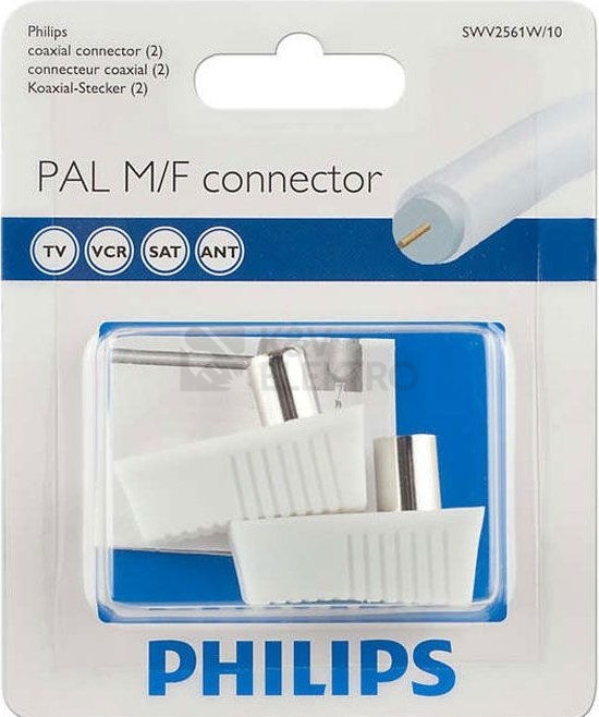 Obrázek produktu  Anténní konektory IEC Philips SWV2560W/10 úhlový samec (blistr 2ks) 0