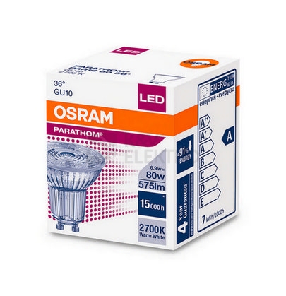 Obrázek produktu LED žárovka GU10 PAR16 Osram PARATHOM 6,9W (80W) teplá bílá (2700K), reflektor 36° 1
