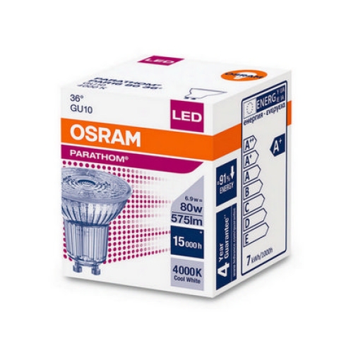 LED žárovka GU10 PAR16 OSRAM PARATHOM 6,9W (80W) neutrální bílá (4000K), reflektor 36°