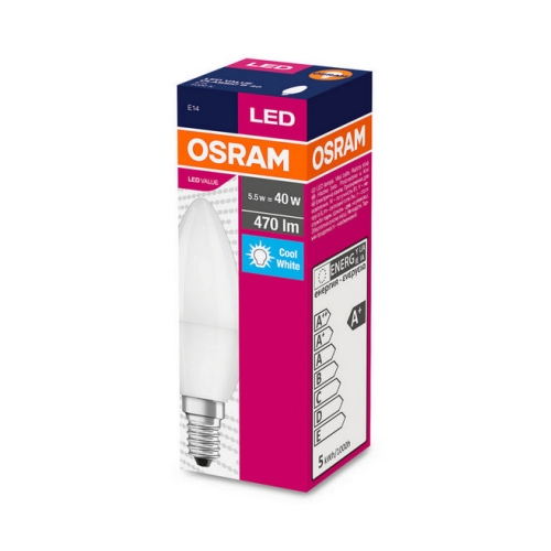 LED žárovka E14 OSRAM CL B FR 5,7W (40W) neutrální bílá (4000K), svíčka