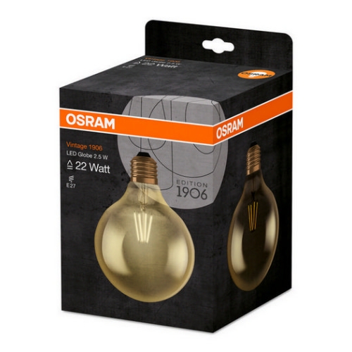 LED žárovka Vintage 1906 E27 OSRAM 2,5W (22W) teplá bílá (2400K) Retro Filament Gold Globe125