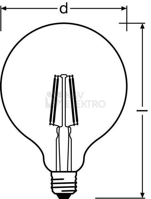Obrázek produktu LED žárovka Vintage 1906 E27 OSRAM 6,5W (52W) teplá bílá (2400K) Retro Filament Gold Globe125 2