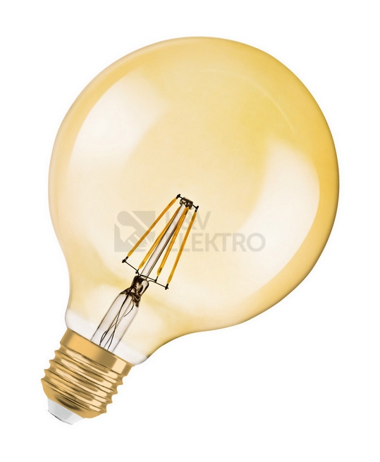 Obrázek produktu LED žárovka Vintage 1906 E27 OSRAM 6,5W (52W) teplá bílá (2400K) Retro Filament Gold Globe125 5