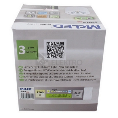 Obrázek produktu Přisazené LED svítidlo McLED Sima S30 30W 2700K ML-416.025.33.0 1