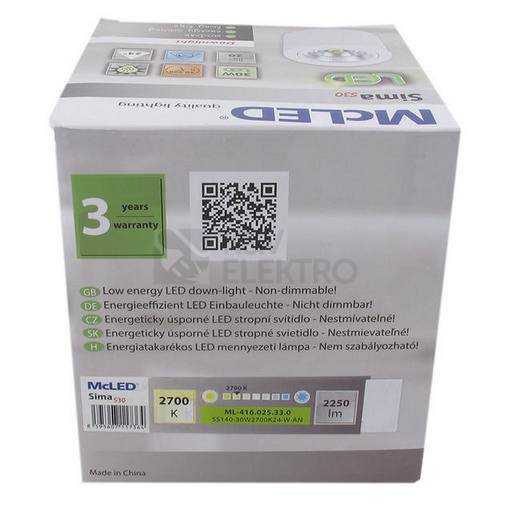 Obrázek produktu Přisazené LED svítidlo McLED Sima S30 30W 2700K ML-416.025.33.0 3