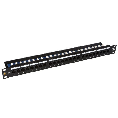 Patch panel Solarix SX24L-5E-UTP-BK 24x RJ45 CAT5E UTP 1U s vyvazovací lištou