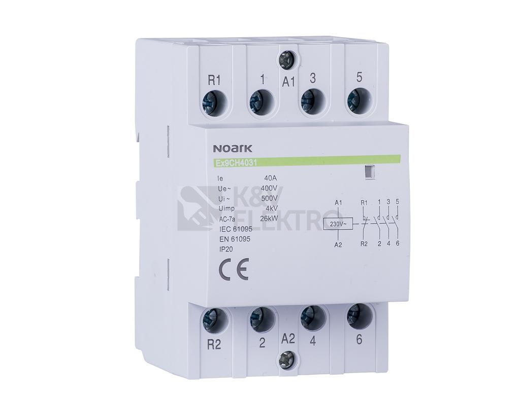 Obrázek produktu Instalační stykač Noark Ex9CH40 31 230V 50/60Hz 40A 3NO+1NC 107022 0