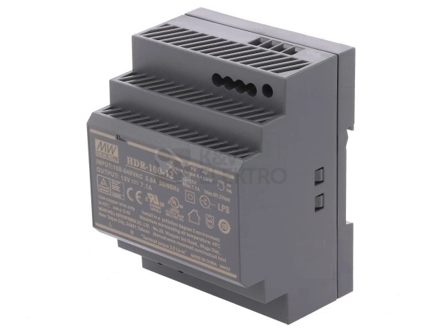 Obrázek produktu Spínaný napájecí zdroj MEAN WELL HDR-100-12 85W 12VDC 0