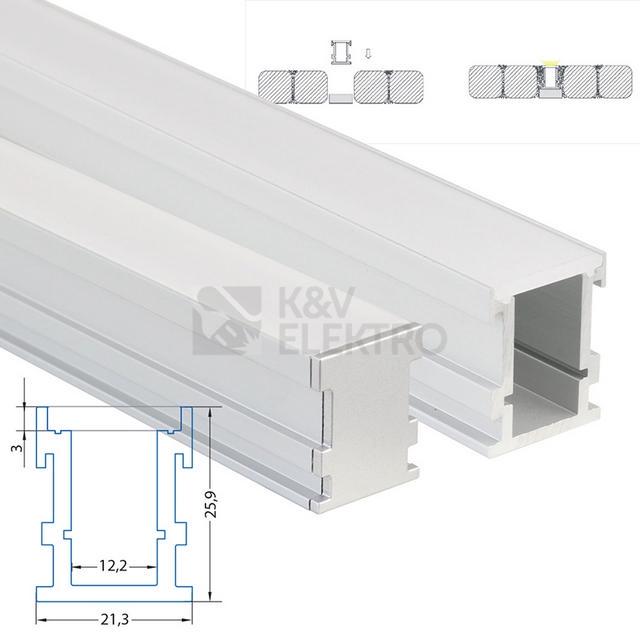 Obrázek produktu Nášlapný hliníkový profil McLED BK 21x26mm s mléčným difuzorem 2m ML-761.012.07.2 3