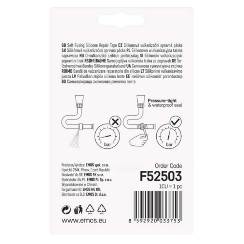 Silikonová páska vulkanizační 25mm/3m černá EMOS F52503 (obrázek 10)