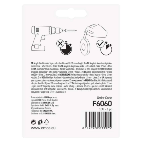Akrylová páska 12mm/3m čirá EMOS F6060 (obrázek 6)