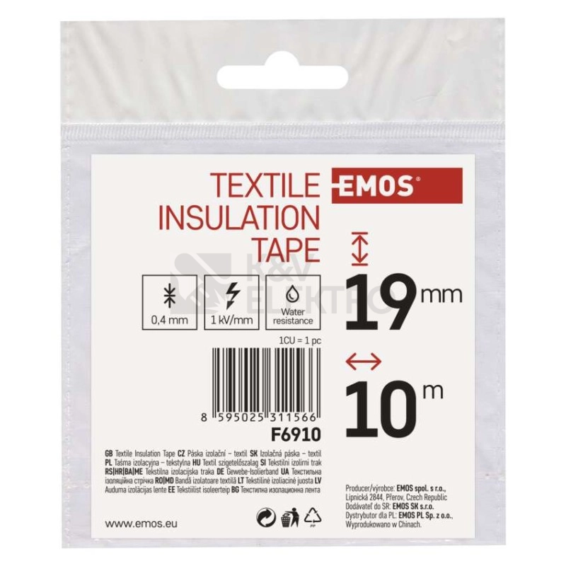 Obrázek produktu Izolační lepící páska textilní 19mm / 10m černá EMOS F6910 9