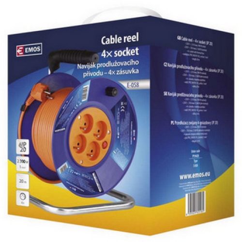 PVC prodlužovací kabel na bubnu 4zásuvky 20m EMOS P19420