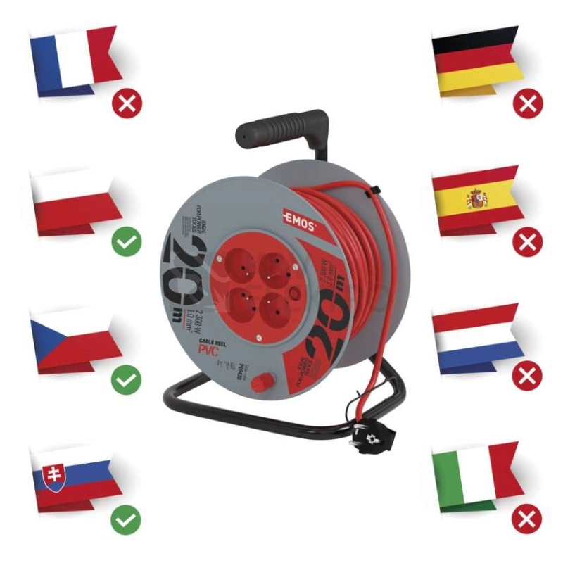 Obrázek produktu PVC prodlužovací kabel na bubnu 4zásuvky 20m EMOS P19420 12