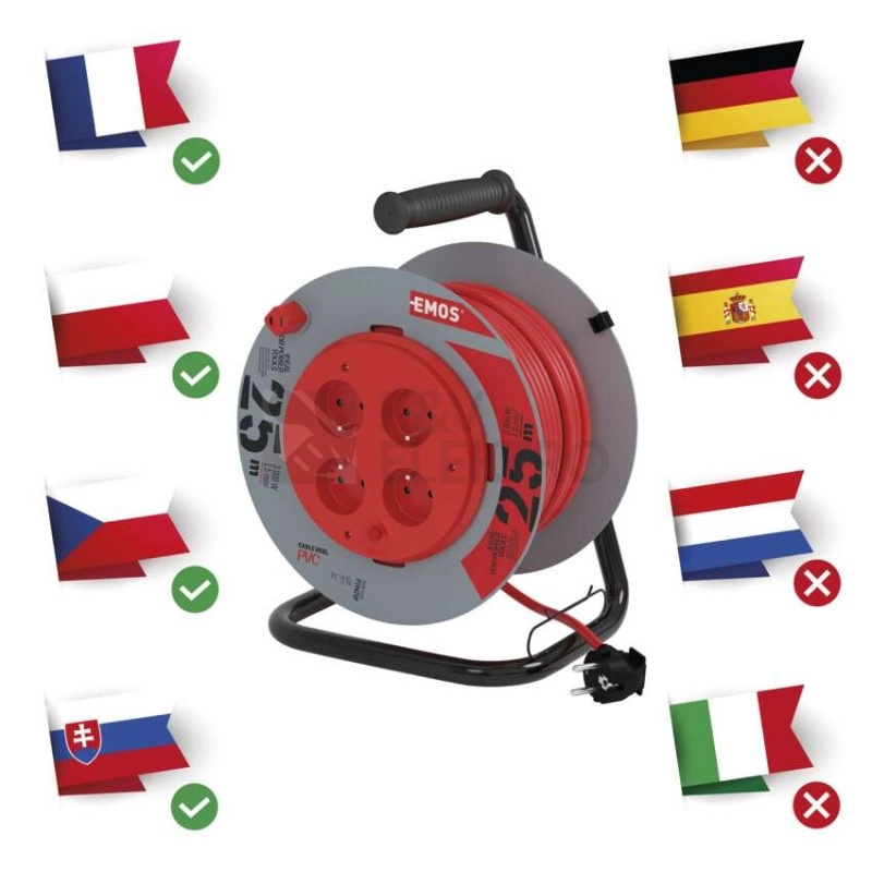 Obrázek produktu PVC kabel na bubnu s pevným středem 4zásuvky 25m EMOS P19425P 1
