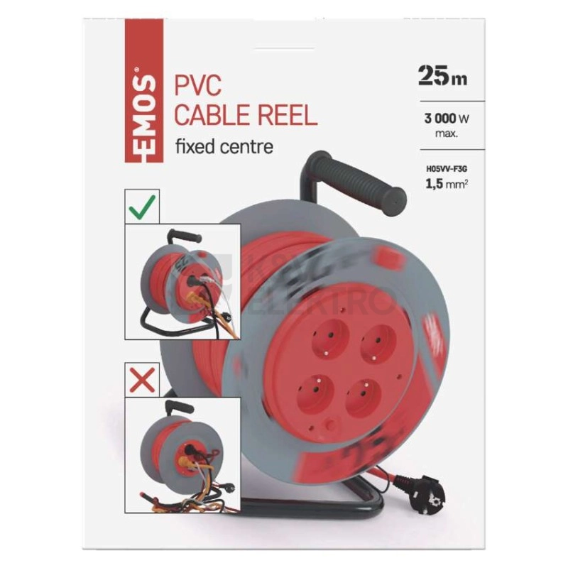 Obrázek produktu PVC kabel na bubnu s pevným středem 4zásuvky 25m EMOS P19425P 10