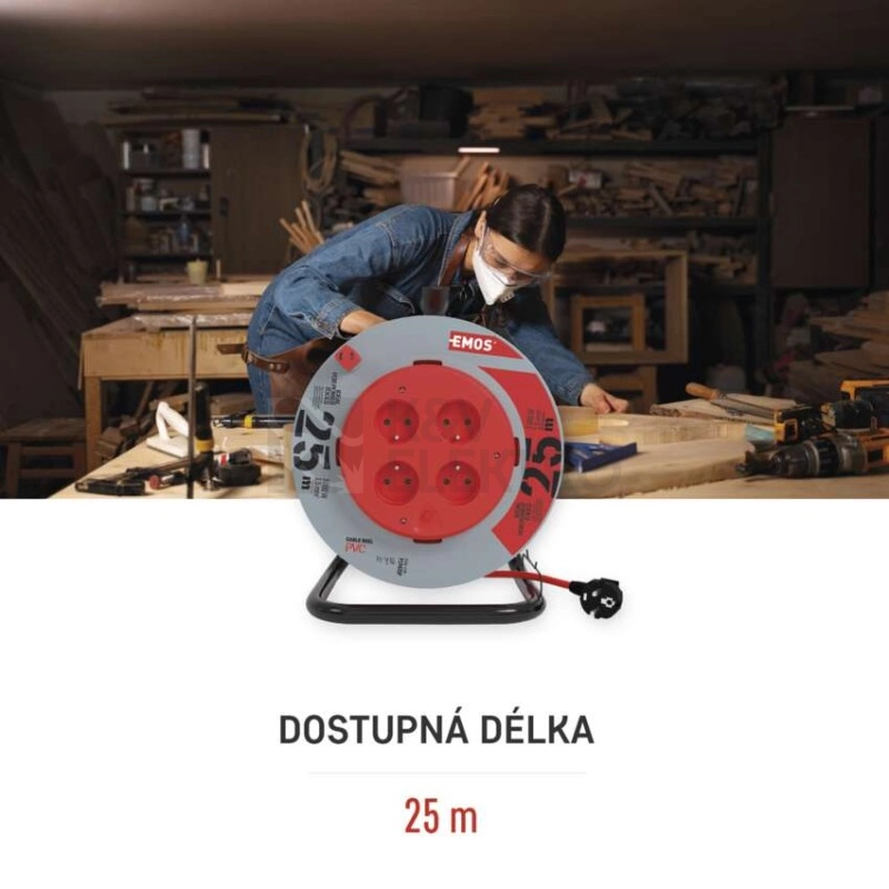 Obrázek produktu PVC kabel na bubnu s pevným středem 4zásuvky 25m EMOS P19425P 20