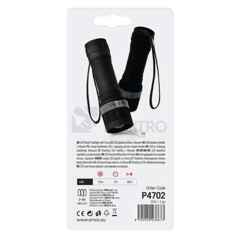 Obrázek produktu LED ruční svítilna EMOS P4702 75lm 3x AAA fokus 4