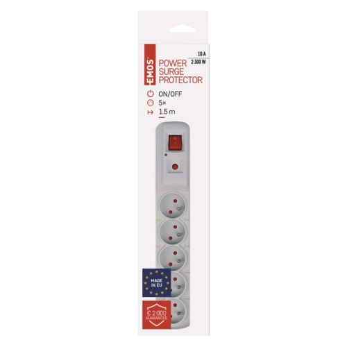 Prodlužovací kabel EMOS P53873 s přepěťovou ochranou 1,5m/5zásuvek šedá 1909050301 (obrázek 9)